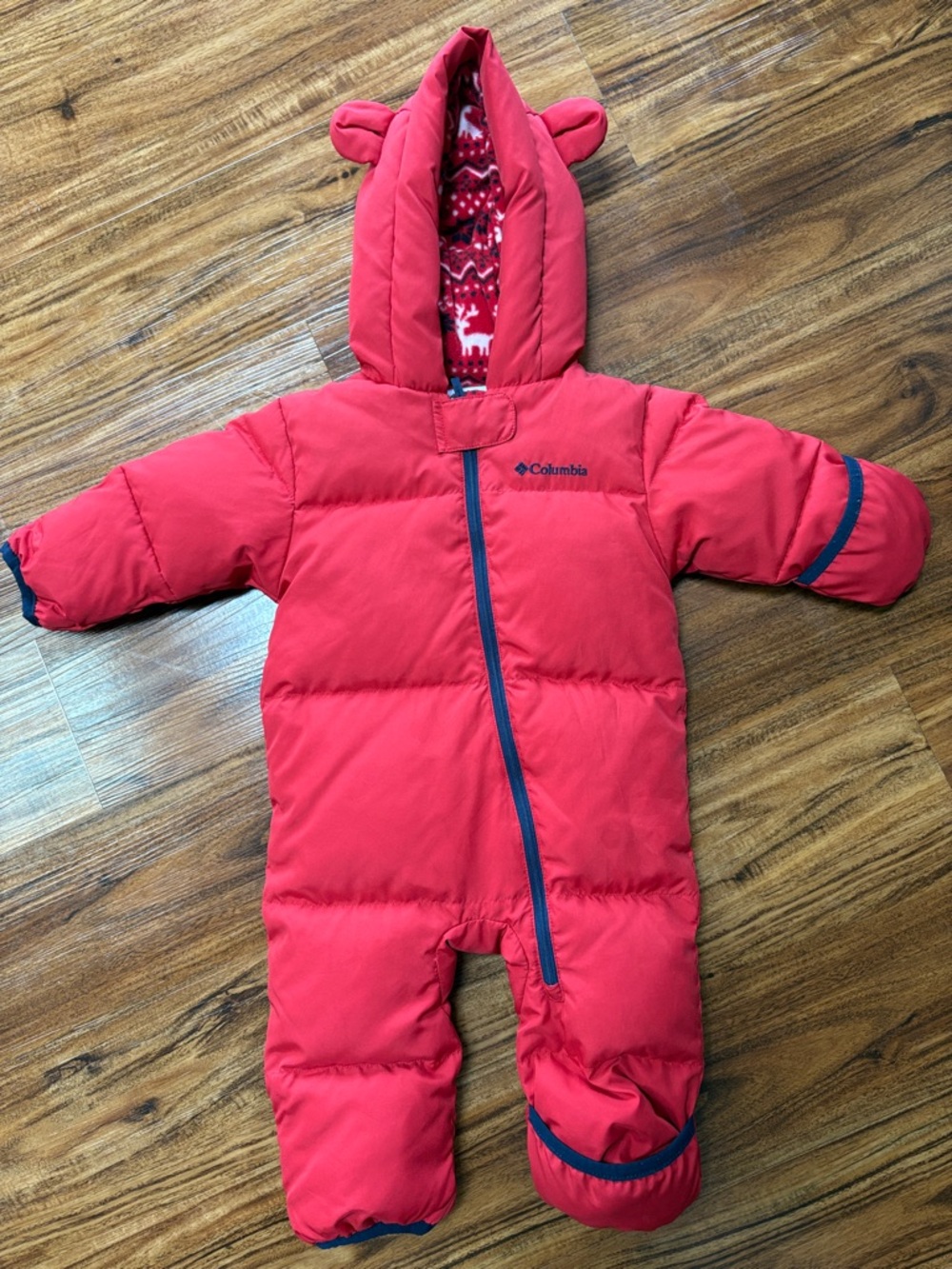 Columbia Red Infant Snowsuit with Hood Ears